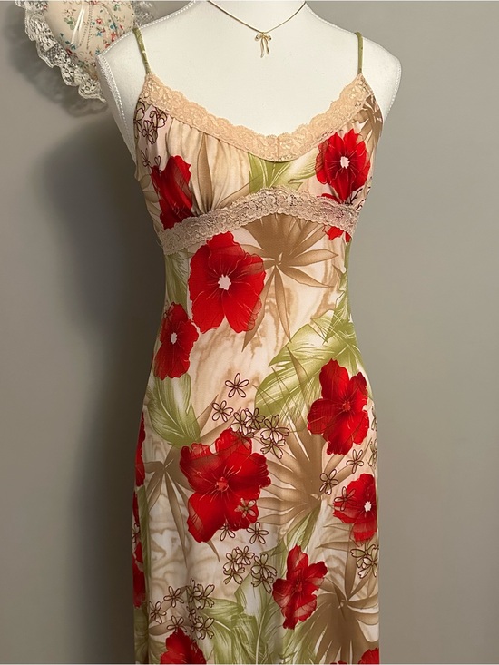 Sirens Dresses & Skirts - Vintage Sirens Floral Slip Dress with Pink and Green Accents